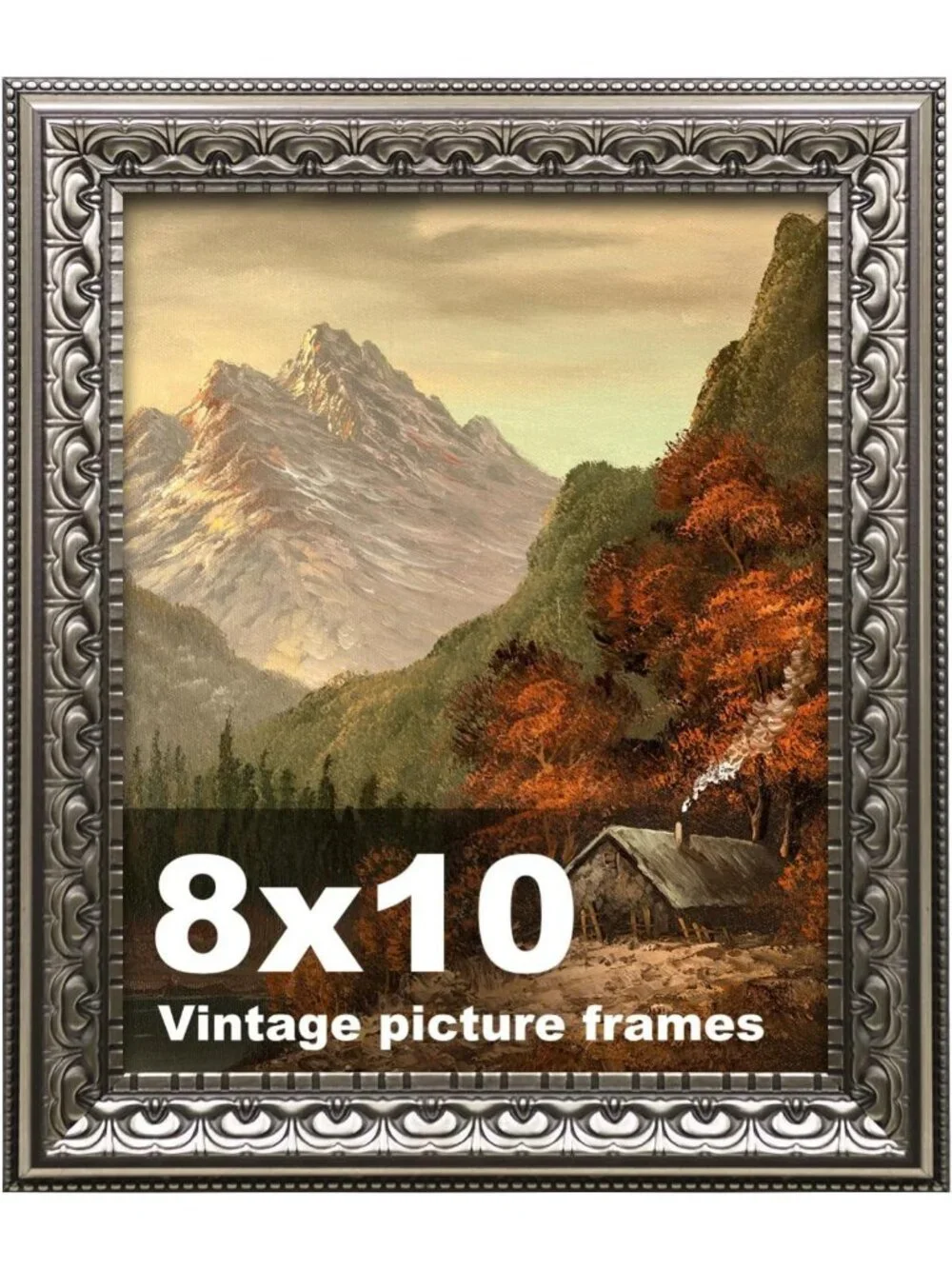 Ornate 8x10 Vintage Picture Frame - Antique Silver Wall Decor, Elegant Design
